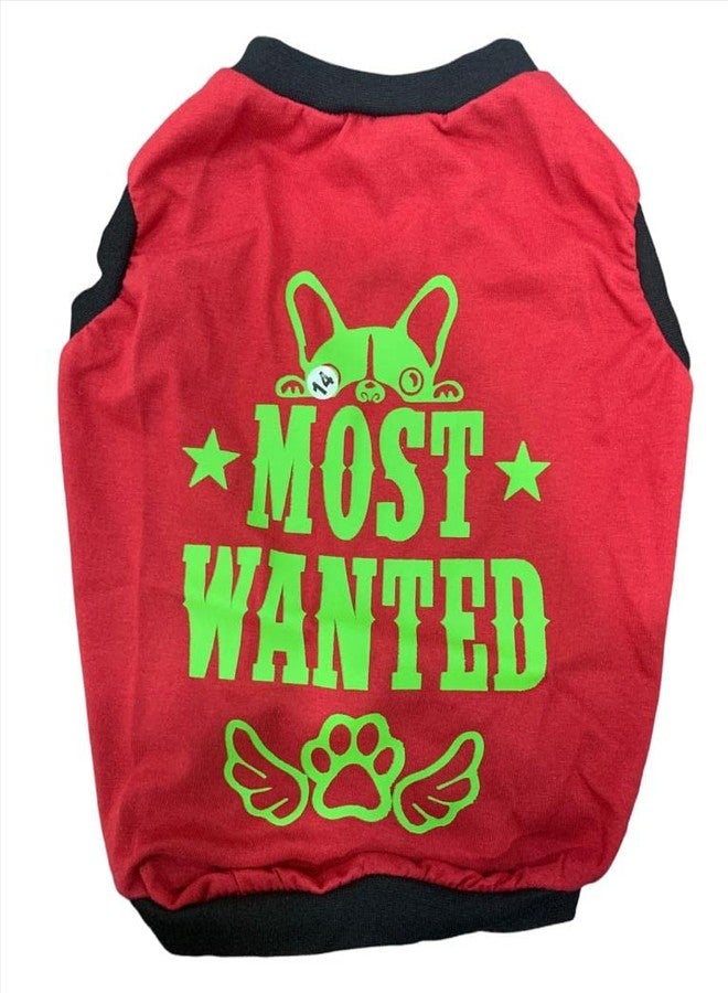 CHOOSTIX Summer Wear, Dog T-Shirt, Most Wanted, Red, 20", 200 g - Image 1